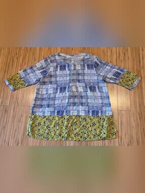 Melange Navy and White Patterned Top